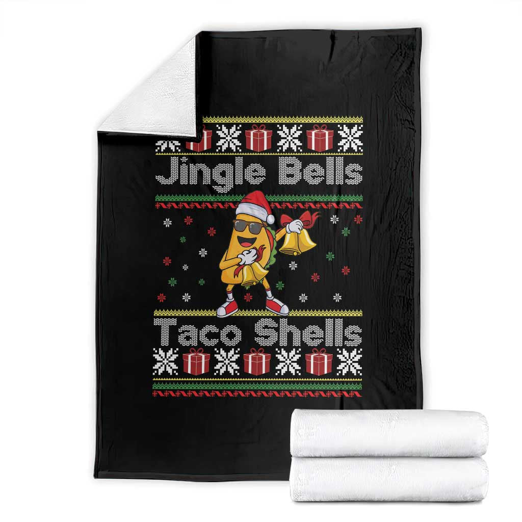 Funny Taco Christmas Throw Blanket Jigle Bells Taco Shells TS14 Black Print Your Wear
