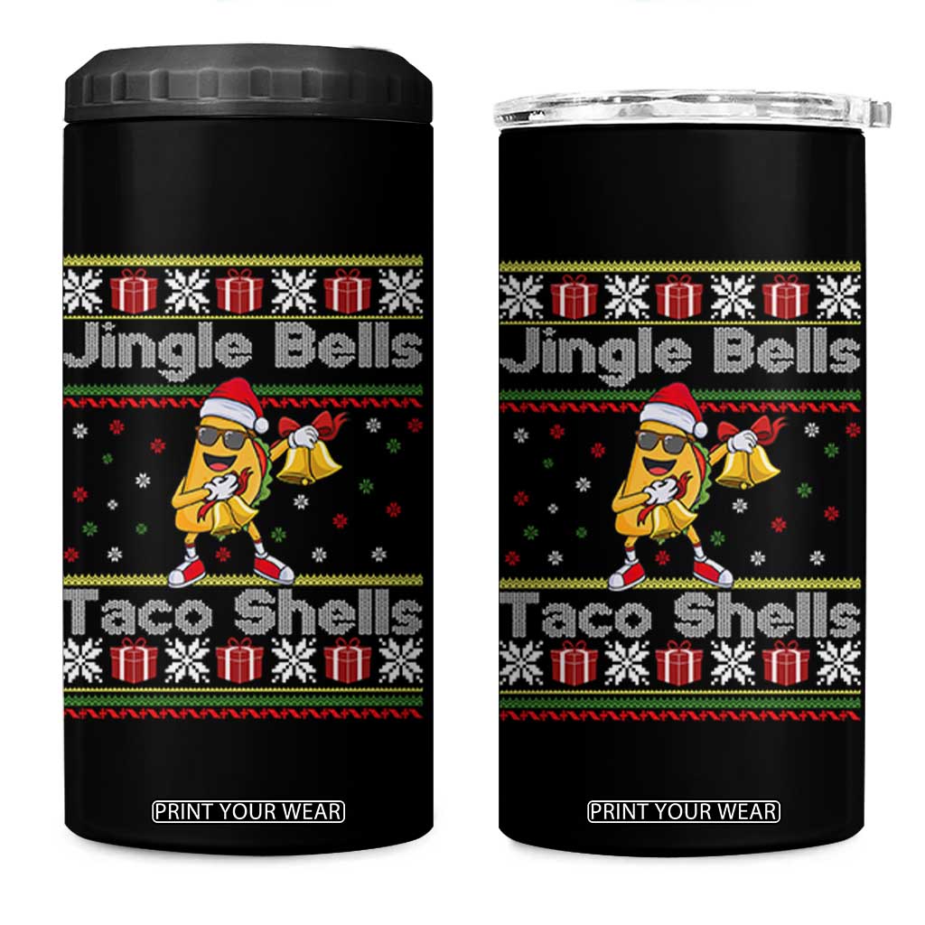Funny Taco Christmas 4 in 1 Can Cooler Tumbler Jigle Bells Taco Shells TS14 One Size: 16 oz Black Print Your Wear