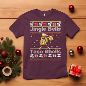 Funny Taco Christmas T Shirt Jigle Bells Taco Shells TS14 Maroon Print Your Wear
