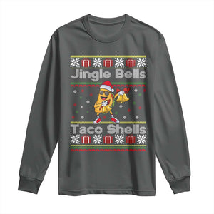 Funny Taco Christmas Long Sleeve Shirt Jigle Bells Taco Shells TS14 Dark Heather Print Your Wear