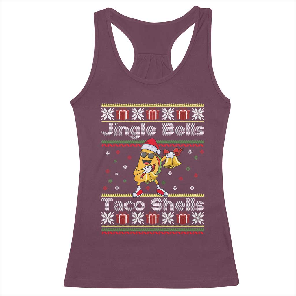 Funny Taco Christmas Racerback Tank Top Jigle Bells Taco Shells TS14 Maroon Print Your Wear