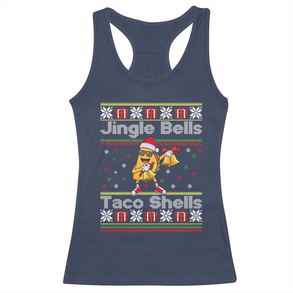 Funny Taco Christmas Racerback Tank Top Jigle Bells Taco Shells TS14 Navy Print Your Wear