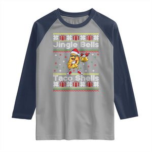 Funny Taco Christmas Raglan Shirt Jigle Bells Taco Shells TS14 Sport Gray Navy Print Your Wear