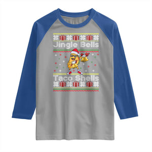 Funny Taco Christmas Raglan Shirt Jigle Bells Taco Shells TS14 Sport Gray Royal Print Your Wear