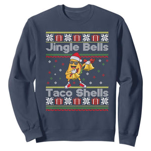 Funny Taco Christmas Sweatshirt Jigle Bells Taco Shells TS14 Navy Print Your Wear