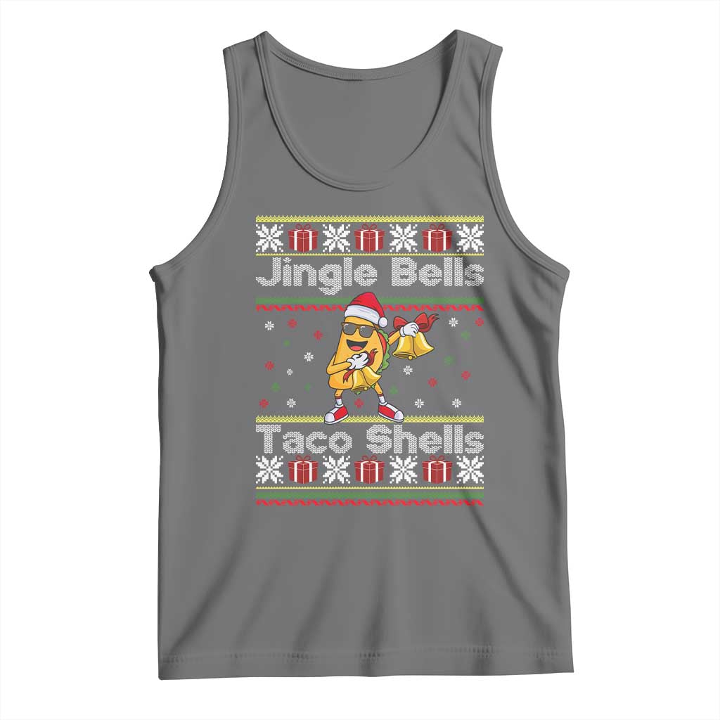 Funny Taco Christmas Tank Top Jigle Bells Taco Shells TS14 Black Heather Print Your Wear