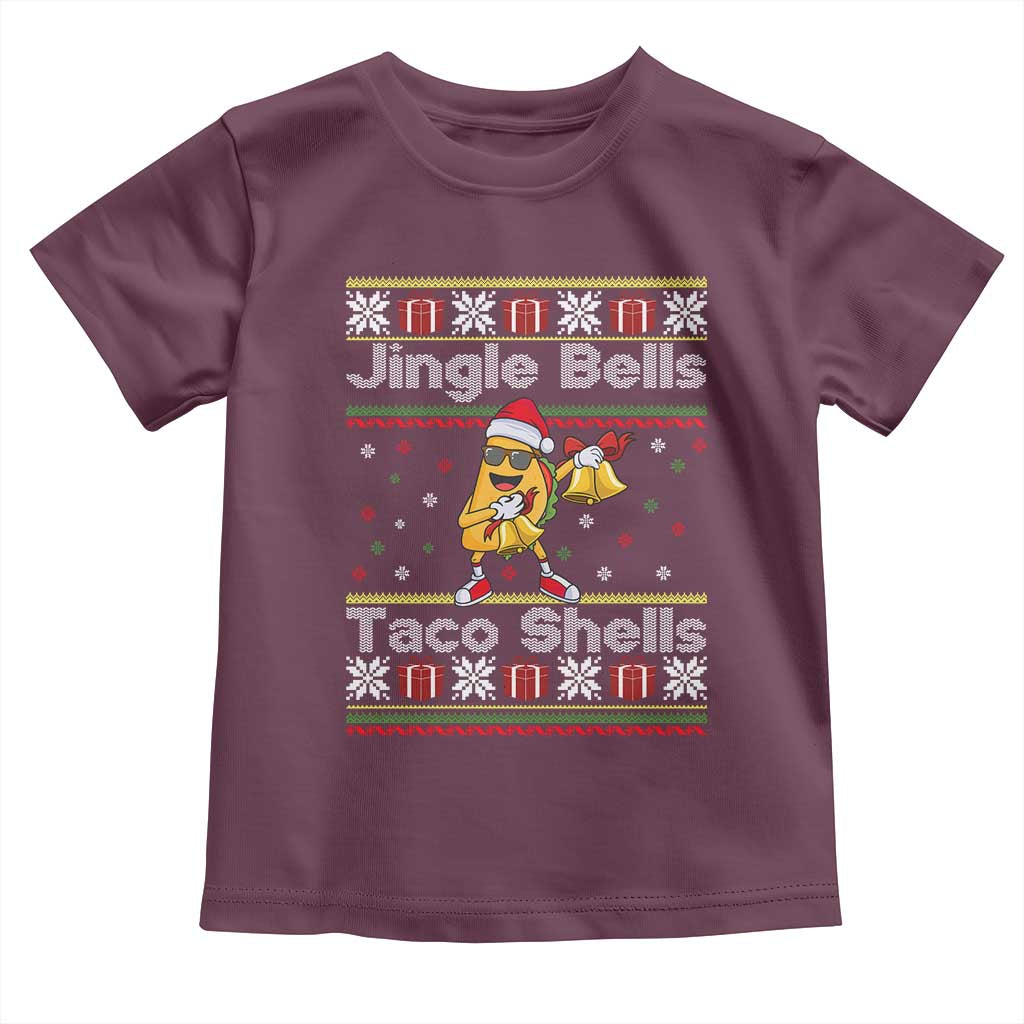 Funny Taco Christmas Toddler T Shirt Jigle Bells Taco Shells TS14 Maroon Print Your Wear