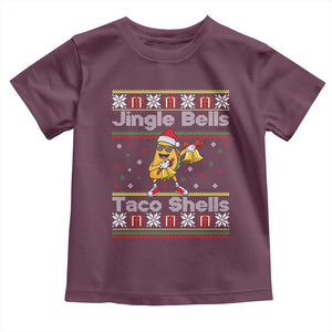 Funny Taco Christmas Toddler T Shirt Jigle Bells Taco Shells TS14 Maroon Print Your Wear