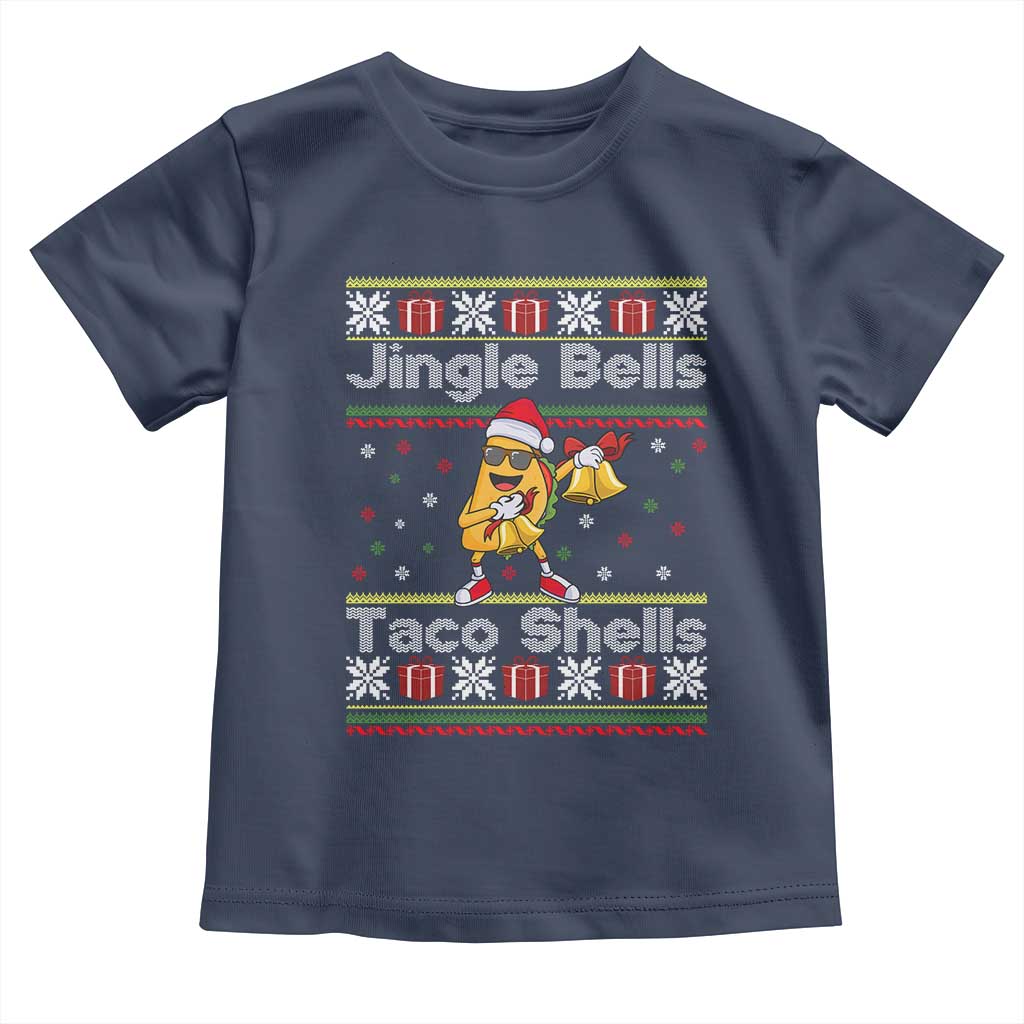 Funny Taco Christmas Toddler T Shirt Jigle Bells Taco Shells TS14 Navy Print Your Wear