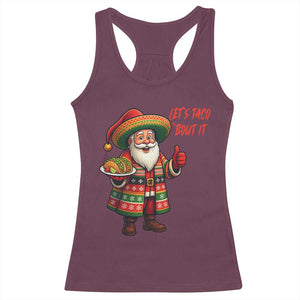 Funny Santa Taco Mexican Racerback Tank Top Let Us Taco About It - Print Your Wear