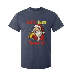 Funny Santa Taco T Shirt For Kid Let Us Taco About It TS14 Navy Print Your Wear