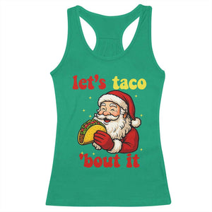 Funny Santa Taco Racerback Tank Top Let Us Taco About It - Print Your Wear