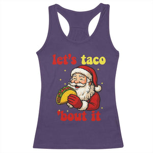 Funny Santa Taco Racerback Tank Top Let Us Taco About It - Print Your Wear