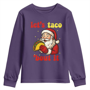 Funny Santa Taco Youth Sweatshirt Let Us Taco About It TS14 Purple Print Your Wear