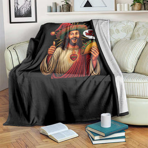 Funny Jesus Taco Mexican Throw Blanket Let Us Taco About Jesus TS14 Print Your Wear
