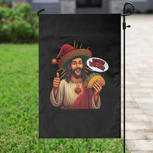 Funny Jesus Taco Mexican Garden Flag Let Us Taco About Jesus TS14 Print Your Wear