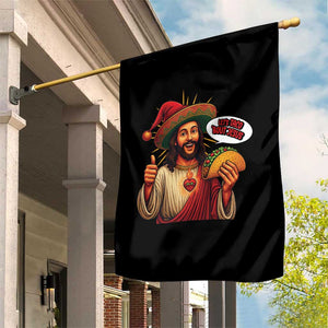 Funny Jesus Taco Mexican Garden Flag Let Us Taco About Jesus TS14 Print Your Wear