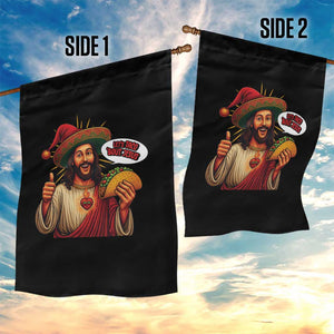 Funny Jesus Taco Mexican Garden Flag Let Us Taco About Jesus TS14 Print Your Wear