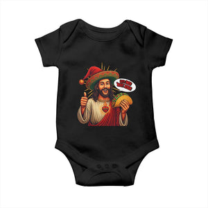 Funny Jesus Taco Mexican Baby Onesie Let Us Taco About Jesus TS14 Black Print Your Wear