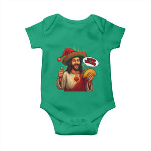 Funny Jesus Taco Mexican Baby Onesie Let Us Taco About Jesus TS14 Irish Green Print Your Wear
