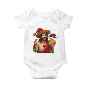 Funny Jesus Taco Mexican Baby Onesie Let Us Taco About Jesus TS14 White Print Your Wear