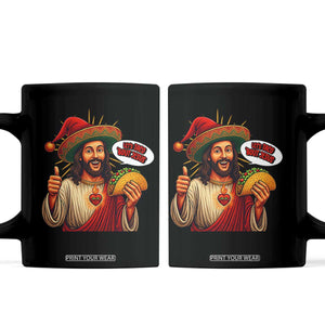 Funny Jesus Taco Mexican Coffee Mug Let Us Taco About Jesus TS14 Black Print Your Wear