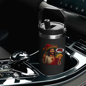 Funny Jesus Taco Mexican Flip Straw Tumbler Let Us Taco About Jesus TS14 Print Your Wear