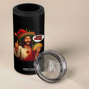 Funny Jesus Taco Mexican 4 in 1 Can Cooler Tumbler Let Us Taco About Jesus TS14 Print Your Wear