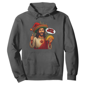 Funny Jesus Taco Mexican Hoodie Let Us Taco About Jesus TS14 Dark Heather Print Your Wear