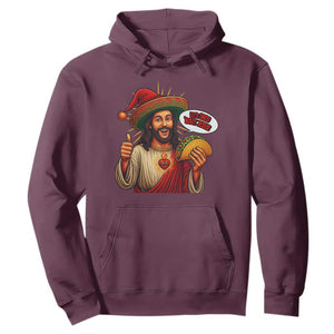 Funny Jesus Taco Mexican Hoodie Let Us Taco About Jesus TS14 Maroon Print Your Wear