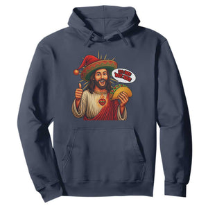 Funny Jesus Taco Mexican Hoodie Let Us Taco About Jesus TS14 Navy Print Your Wear