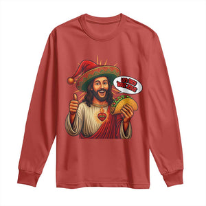Funny Jesus Taco Mexican Long Sleeve Shirt Let Us Taco About Jesus TS14 Red Print Your Wear