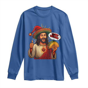 Funny Jesus Taco Mexican Long Sleeve Shirt Let Us Taco About Jesus TS14 Royal Blue Print Your Wear