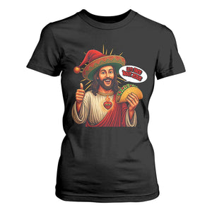 Funny Jesus Taco Mexican T Shirt For Women Let Us Taco About Jesus TS14 Black Print Your Wear
