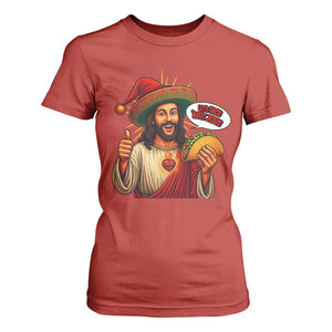 Funny Jesus Taco Mexican T Shirt For Women Let Us Taco About Jesus TS14 Red Print Your Wear