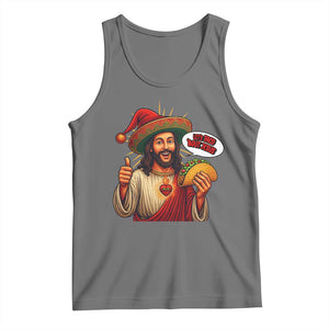 Funny Jesus Taco Mexican Tank Top Let Us Taco About Jesus TS14 Black Heather Print Your Wear
