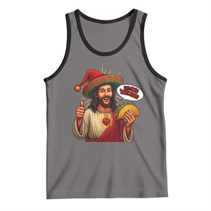 Funny Jesus Taco Mexican Tank Top Let Us Taco About Jesus TS14 Deep Heather Black Print Your Wear
