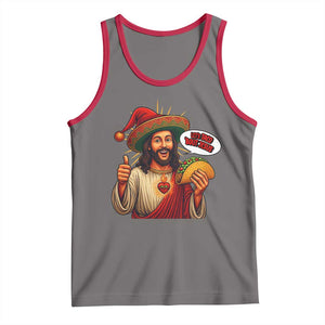 Funny Jesus Taco Mexican Tank Top Let Us Taco About Jesus TS14 Deep Heather Red Print Your Wear