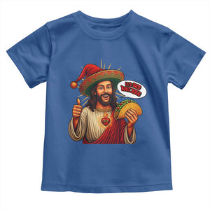 Funny Jesus Taco Mexican Toddler T Shirt Let Us Taco About Jesus TS14 Royal Blue Print Your Wear