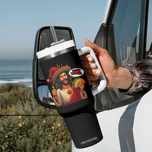 Funny Jesus Taco Mexican Tumbler With Handle Let Us Taco About Jesus TS14 Print Your Wear