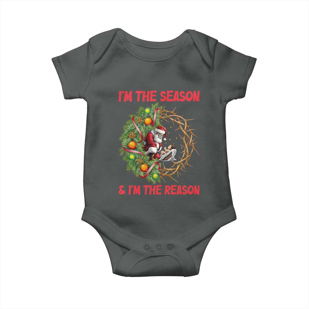 Santa Christmas Baby Onesie Baby Jesus Christian Xmas TS14 Dark Heather Print Your Wear