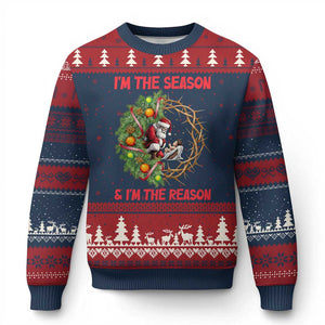 Santa Xmas Ugly Christmas Sweater Baby Jesus Christian Xmas TS14 Navy Red Print Your Wear