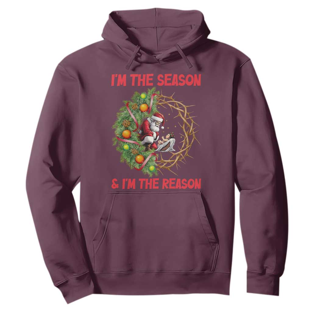 Santa Christmas Hoodie Baby Jesus Christian Xmas TS14 Maroon Print Your Wear
