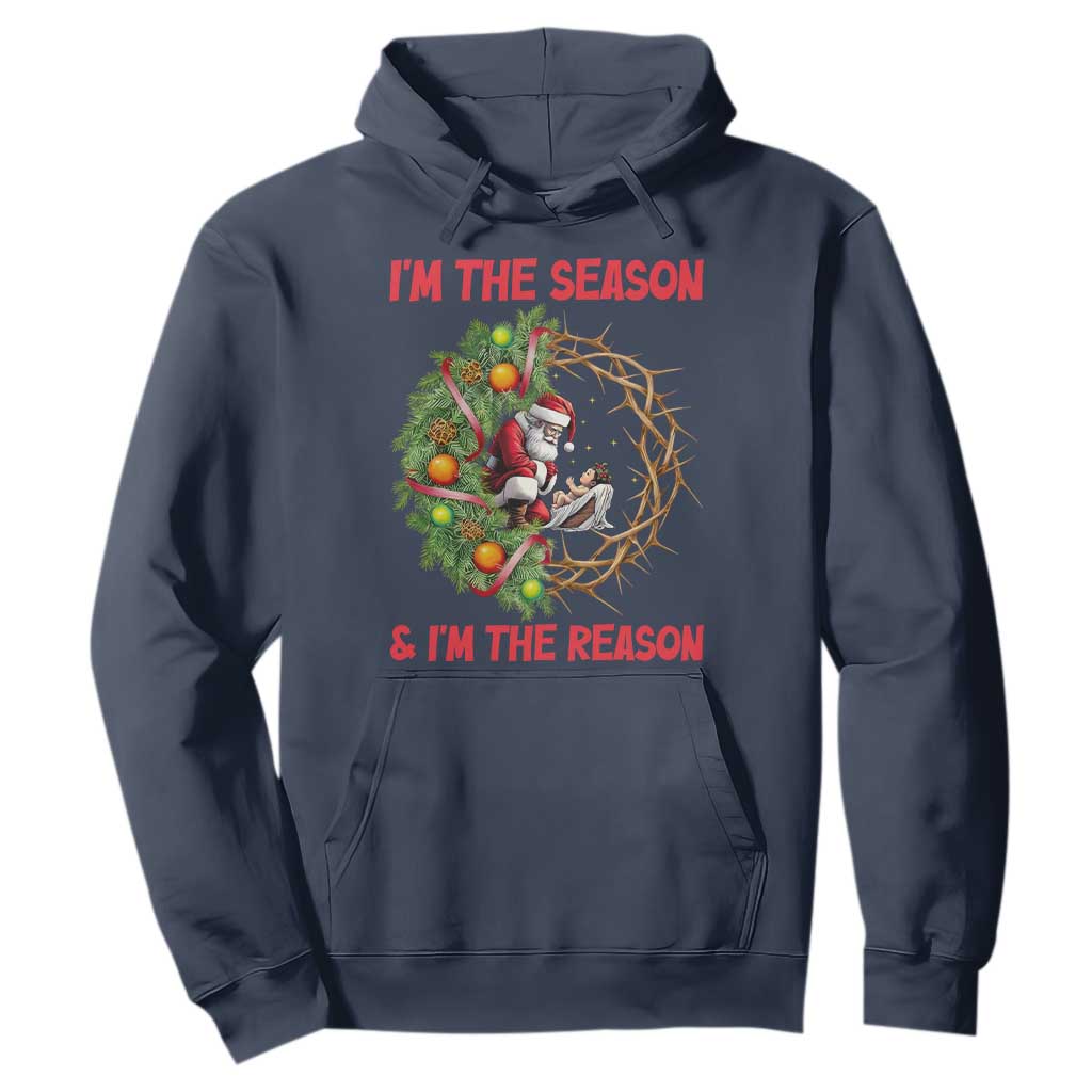 Santa Christmas Hoodie Baby Jesus Christian Xmas TS14 Navy Print Your Wear