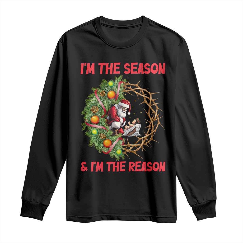 Santa Christmas Long Sleeve Shirt Baby Jesus Christian Xmas TS14 Black Print Your Wear