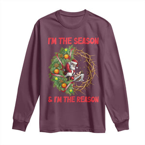 Santa Christmas Long Sleeve Shirt Baby Jesus Christian Xmas TS14 Maroon Print Your Wear