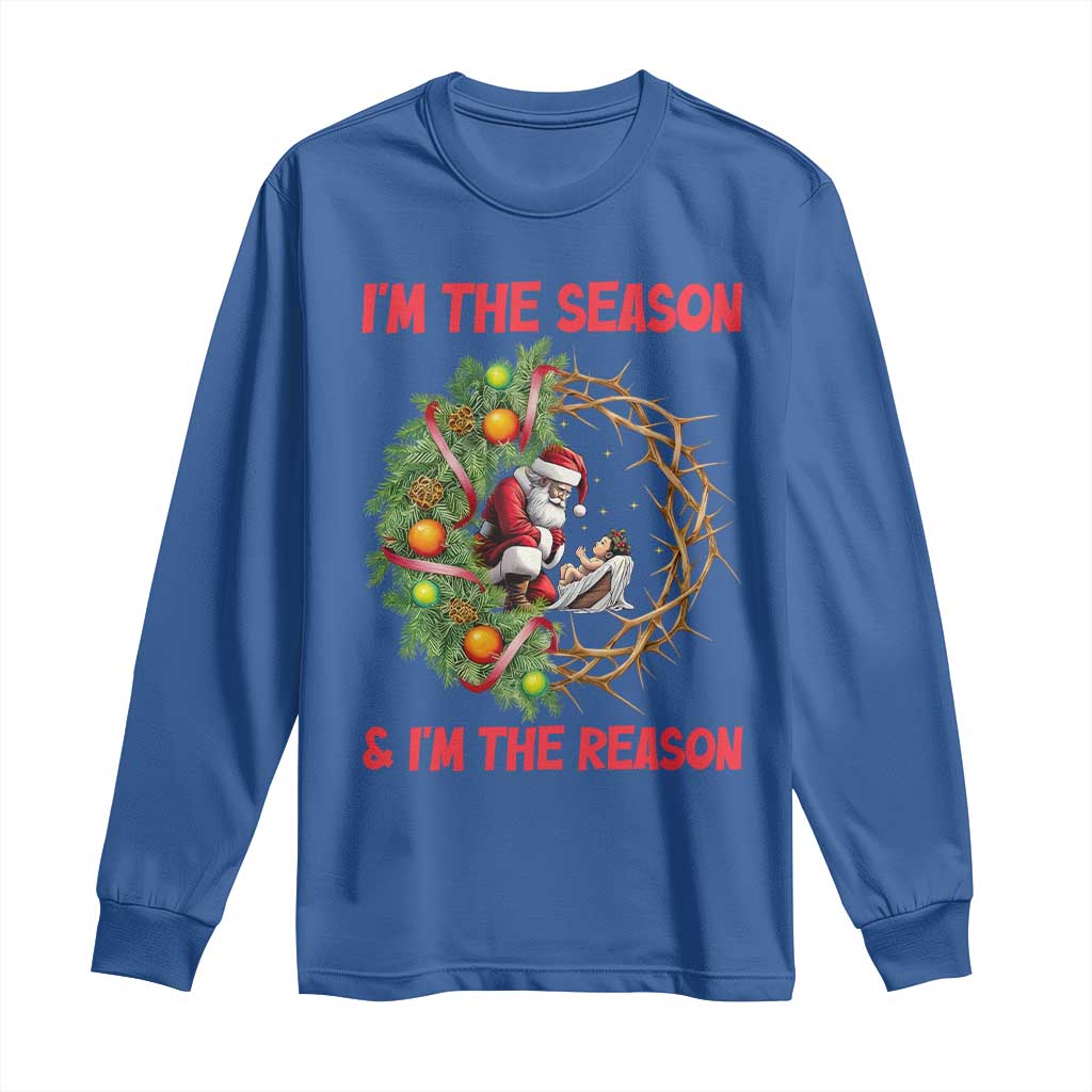 Santa Christmas Long Sleeve Shirt Baby Jesus Christian Xmas TS14 Royal Blue Print Your Wear