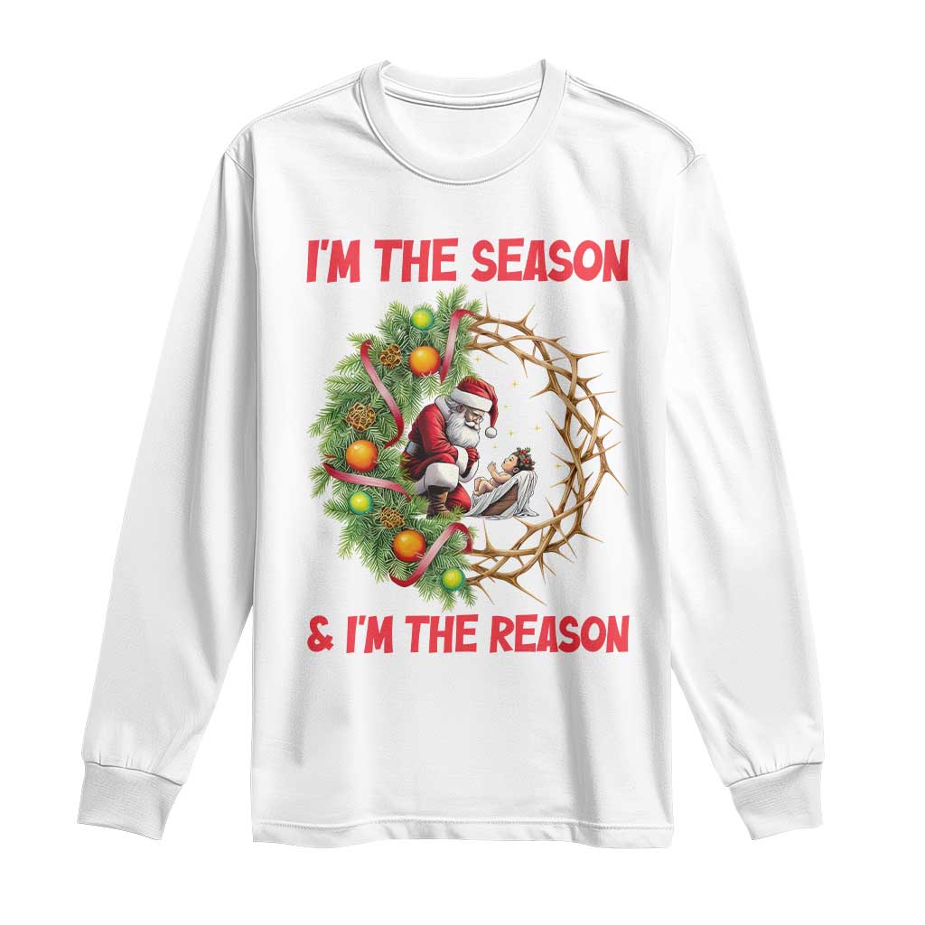 Santa Christmas Long Sleeve Shirt Baby Jesus Christian Xmas TS14 White Print Your Wear