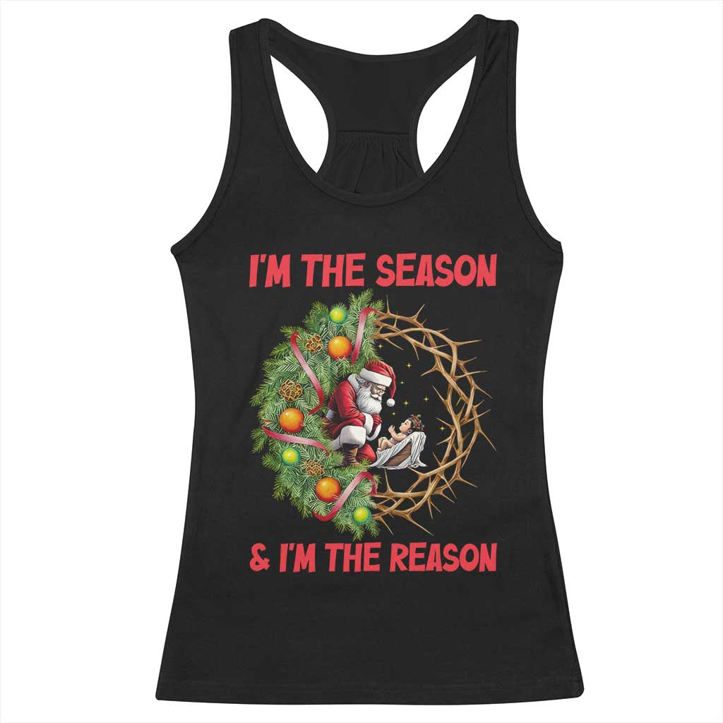 Santa Christmas Racerback Tank Top Baby Jesus Christian Xmas - Print Your Wear
