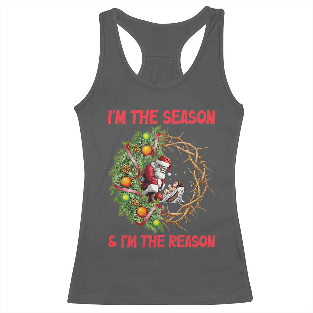 Santa Christmas Racerback Tank Top Baby Jesus Christian Xmas TS14 Dark Heather Print Your Wear